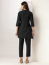 Janasya Women's Black Cotton Solid A-line Co-ord Set